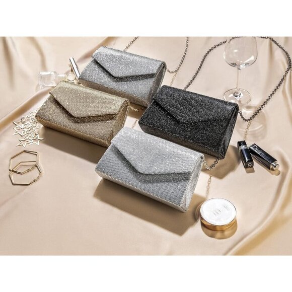 Women Gray Sparkly Rhinestone Clutch - Picture 4 of 8